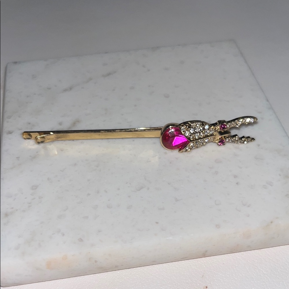 Gold and Pink Hair Clip with Rhinestones